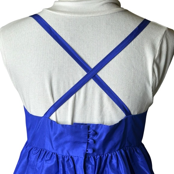 New J.Crew 100% Silk Royal Blue Taffeta Ballerina Dress Empire Waist Size 6 - Picture 5 of 8